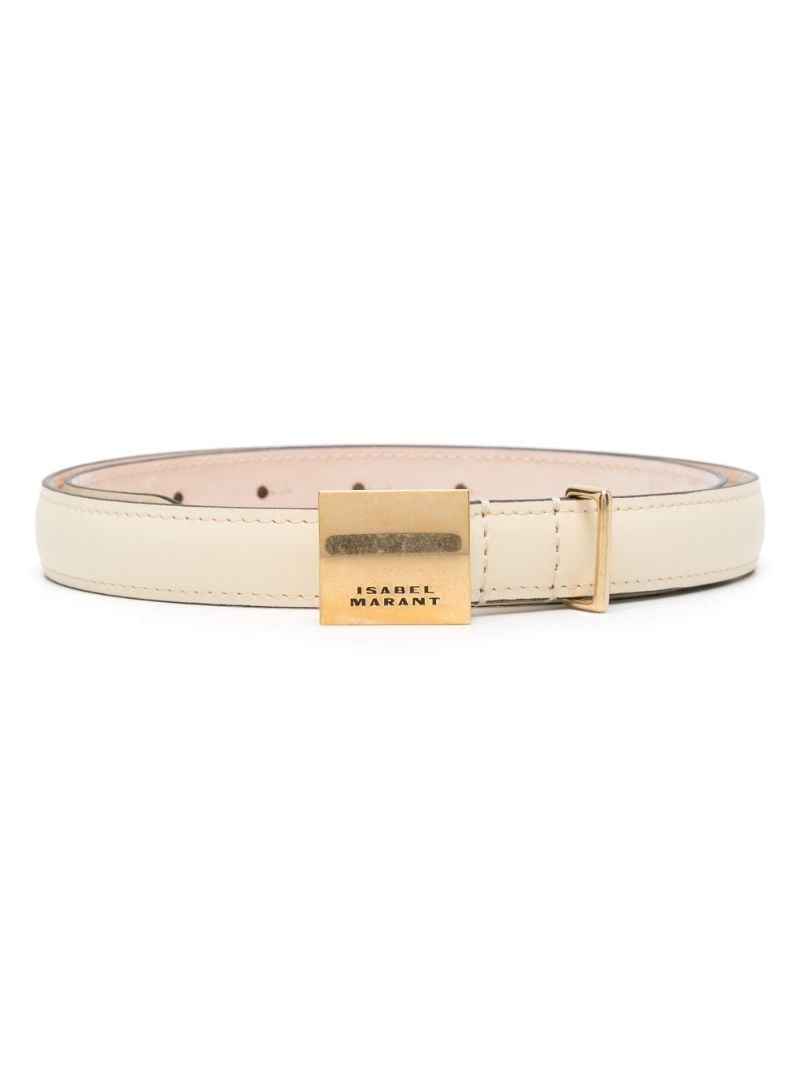 White Lowell Leather Belt