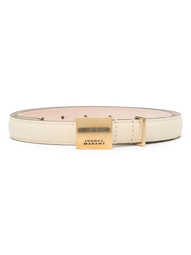 White Lowell Leather Belt