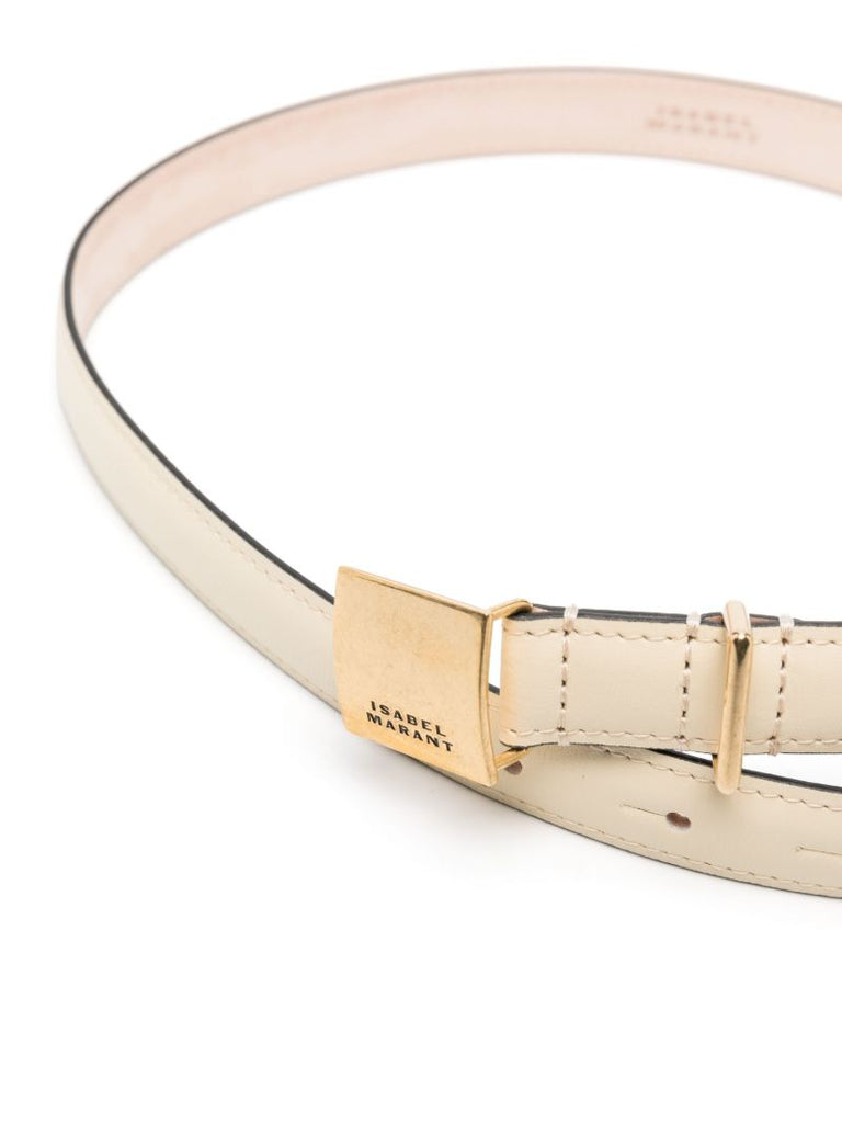 White Lowell Leather Belt