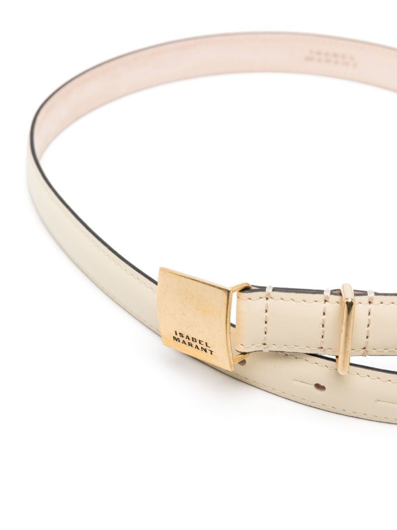 White Lowell Leather Belt