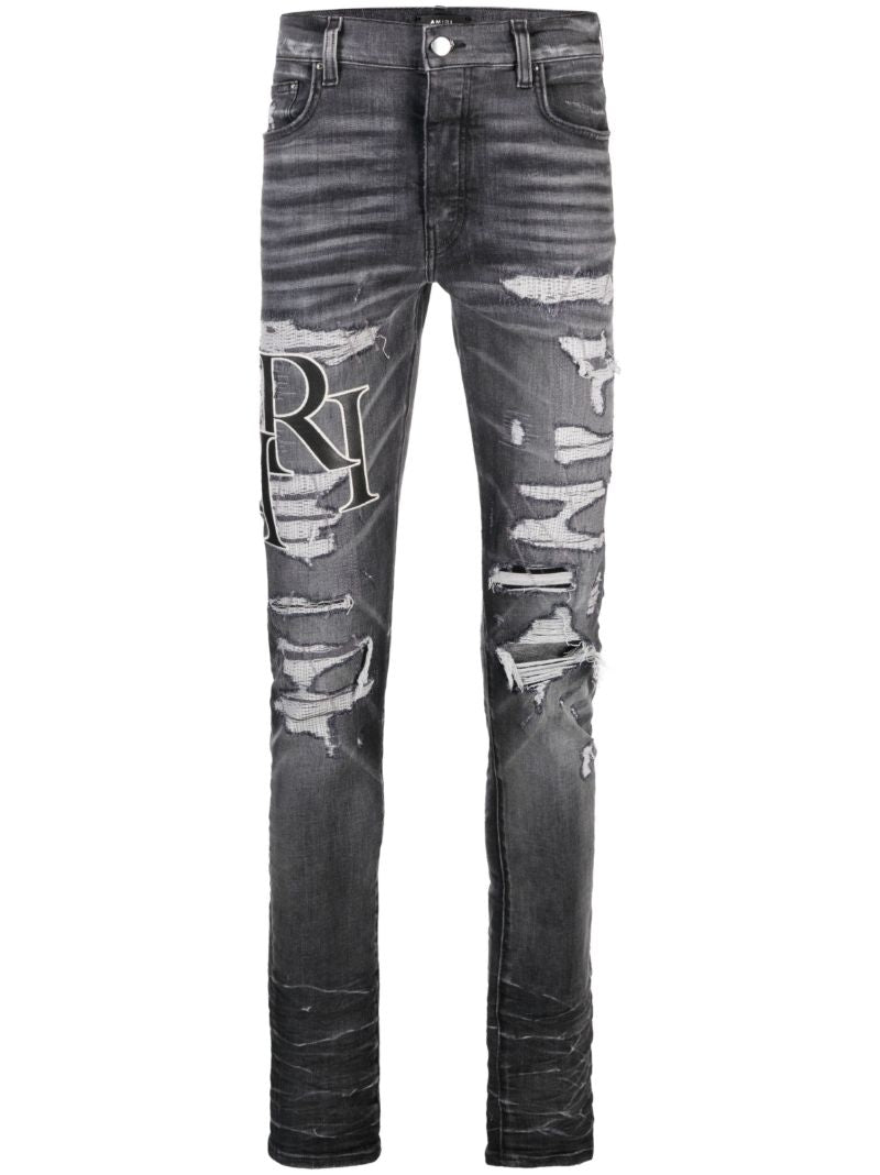 Grey Staggered Skinny Jeans