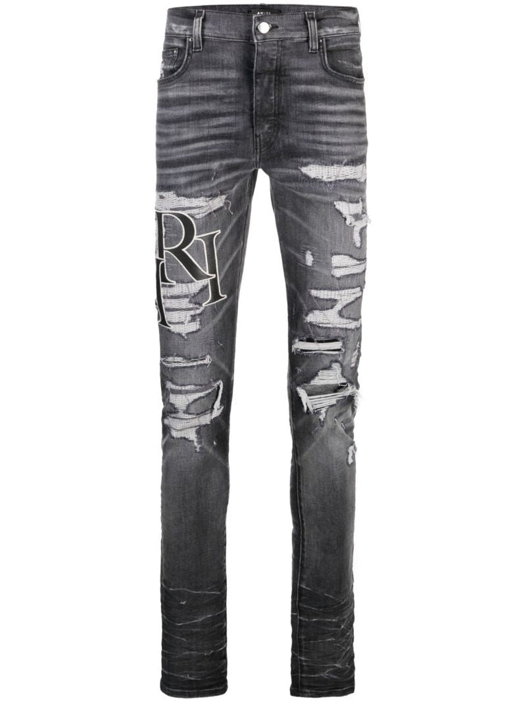 Grey Staggered Skinny Jeans