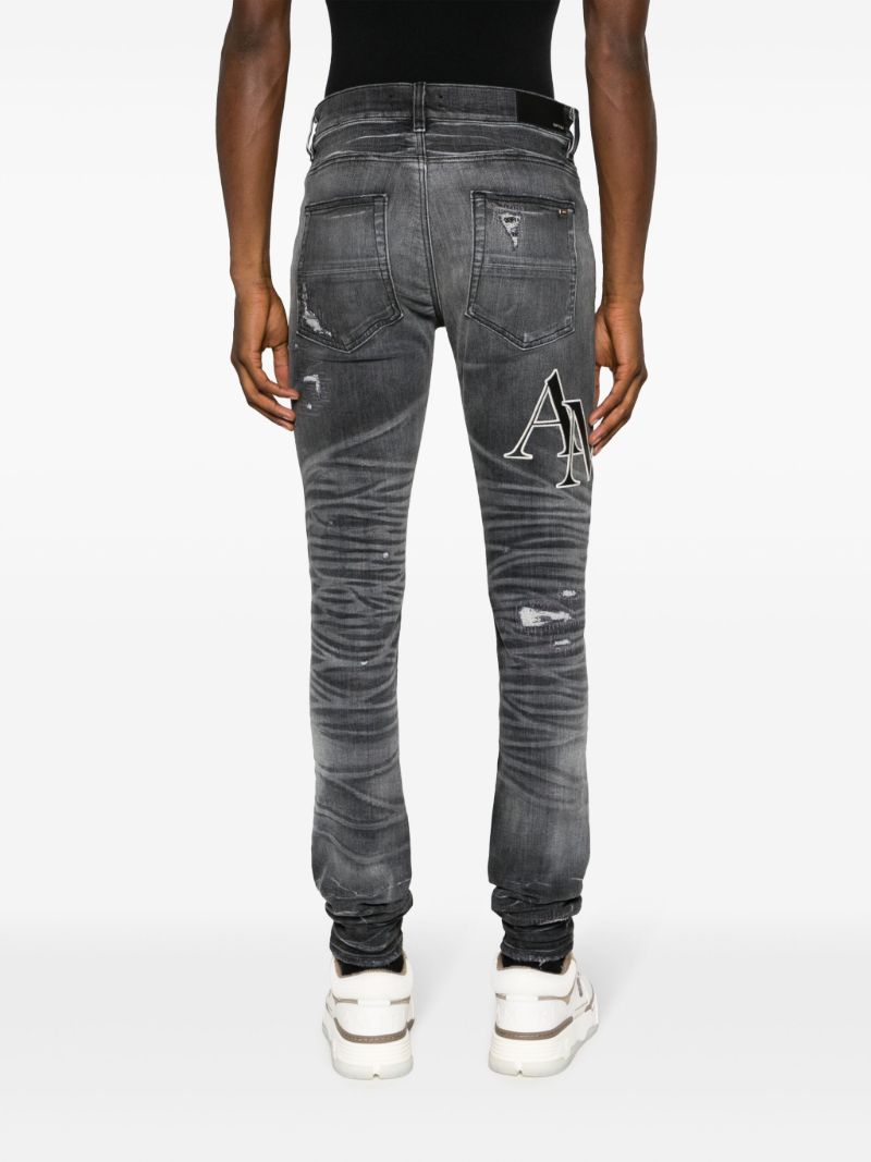 Grey Staggered Skinny Jeans