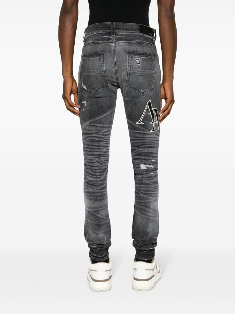 Grey Staggered Skinny Jeans