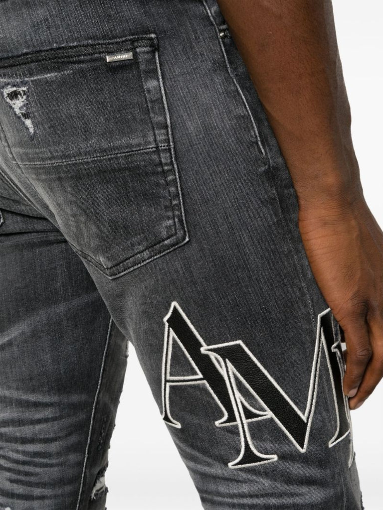 Grey Staggered Skinny Jeans