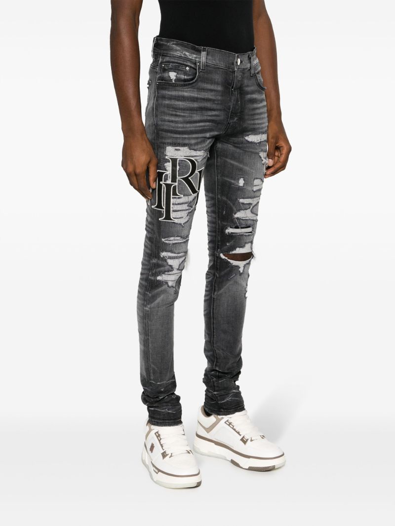 Grey Staggered Skinny Jeans