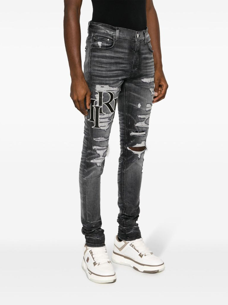 Grey Staggered Skinny Jeans