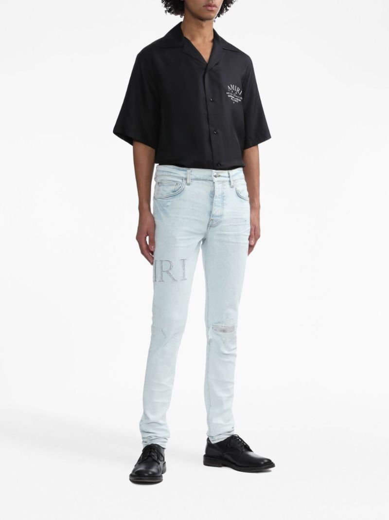 Black Logo-print Silk Bowling Shirt