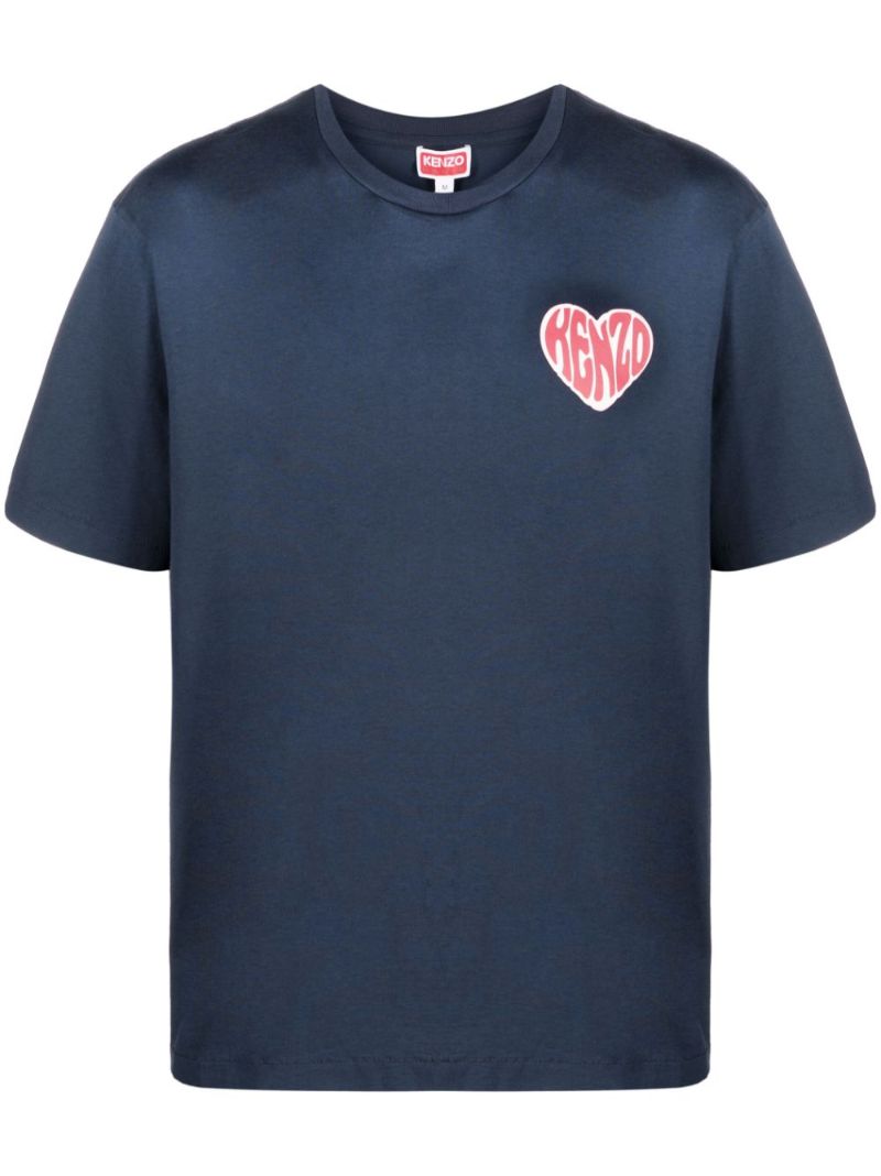 Blue Logo-print Cotton T-shirt