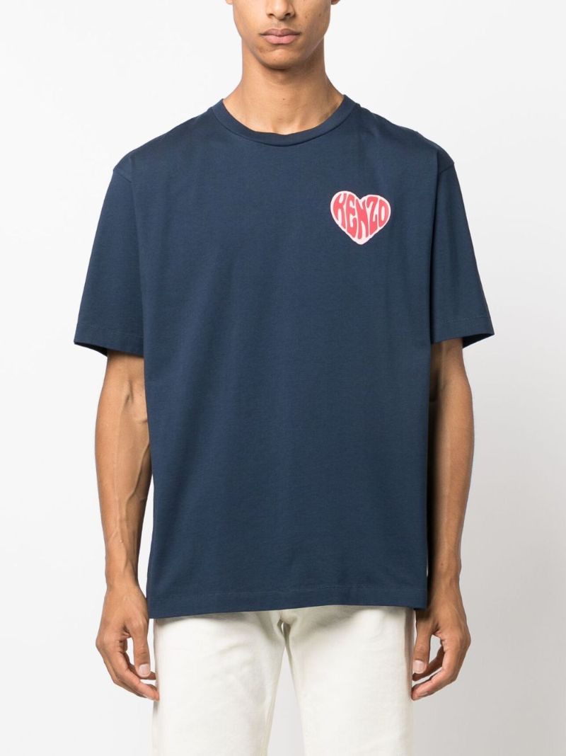 Blue Logo-print Cotton T-shirt