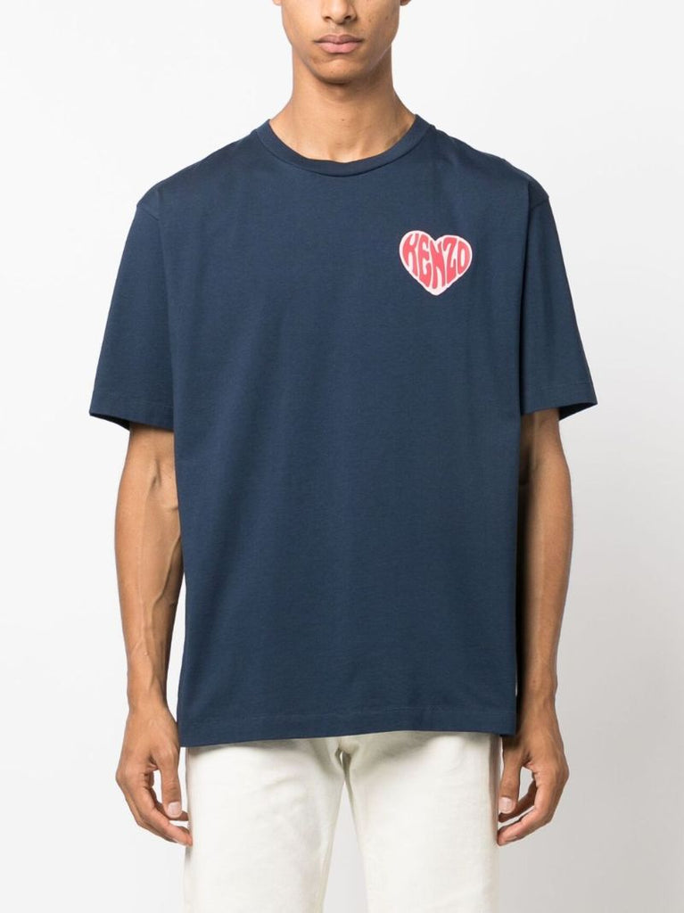 Blue Logo-print Cotton T-shirt