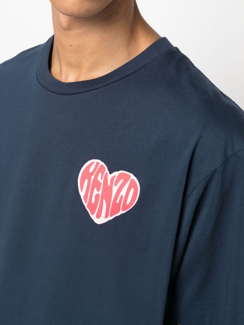 Blue Logo-print Cotton T-shirt