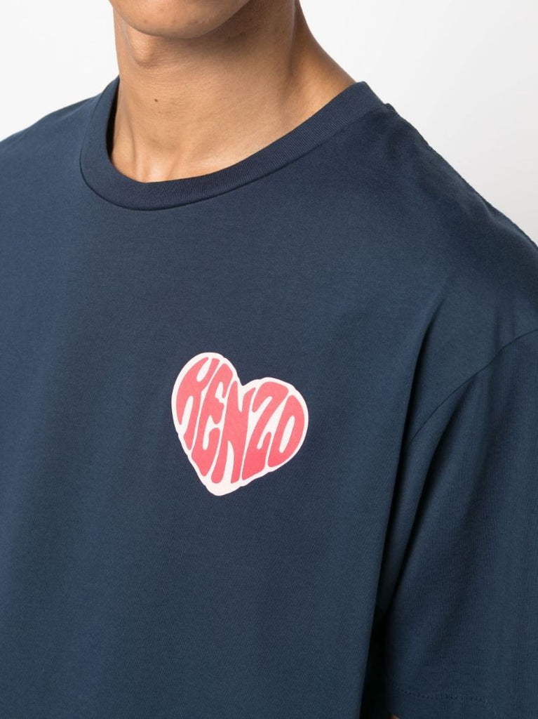 Blue Logo-print Cotton T-shirt