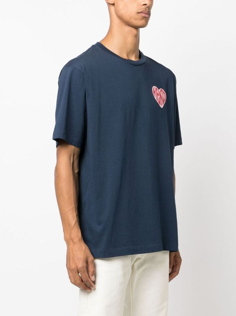 Blue Logo-print Cotton T-shirt