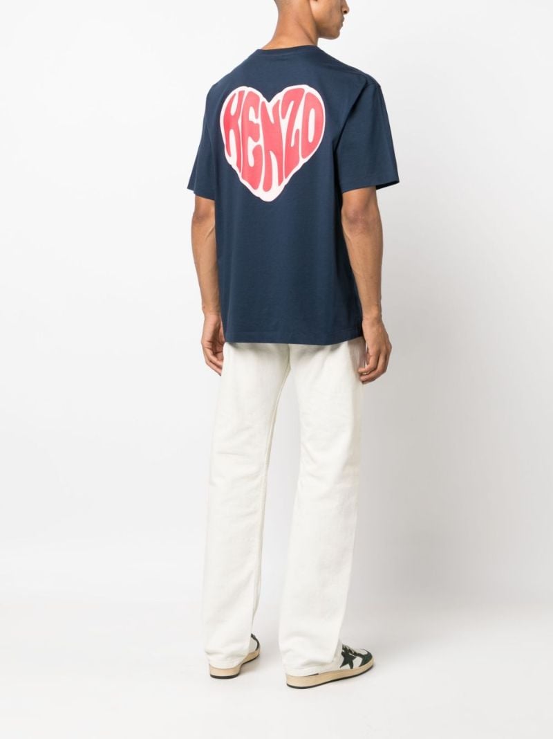Blue Logo-print Cotton T-shirt