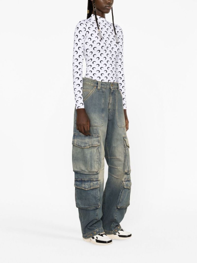 Blue Distressed Cargo Jeans