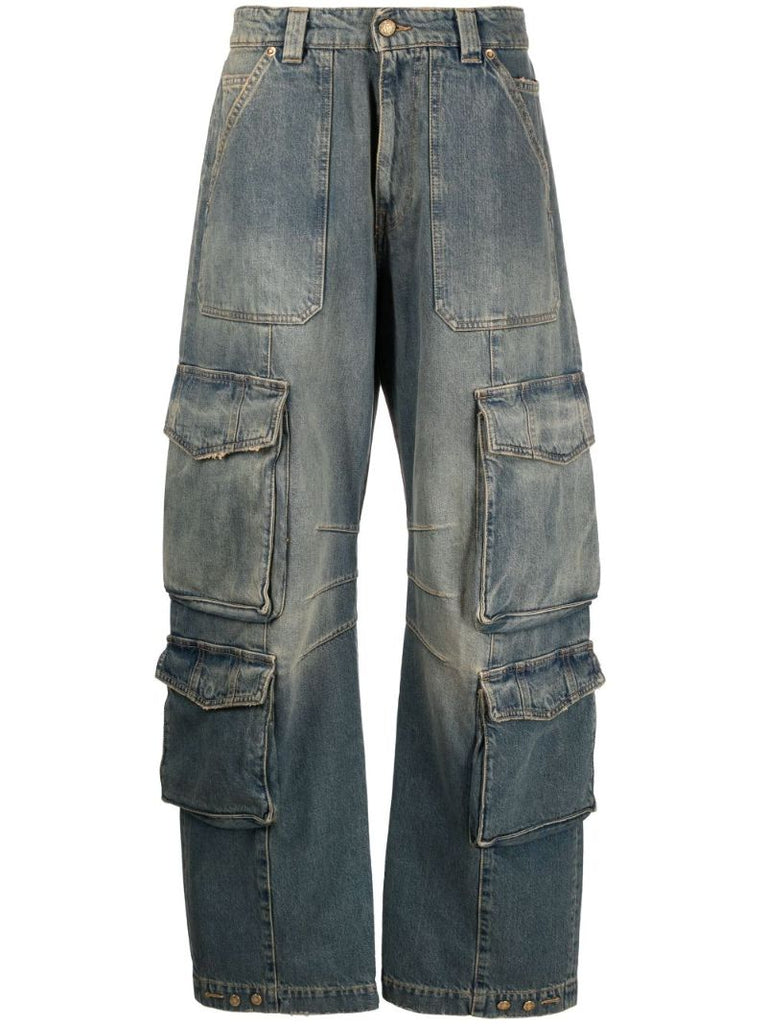 Blue Distressed Cargo Jeans