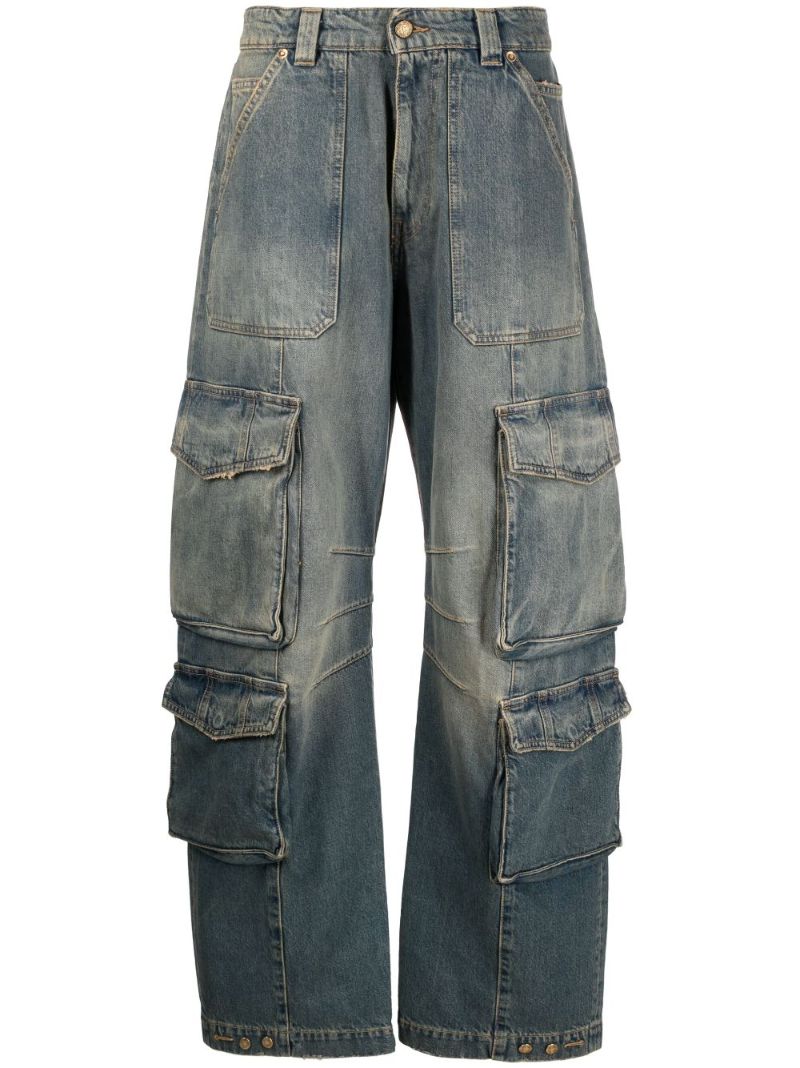 Blue Distressed Cargo Jeans