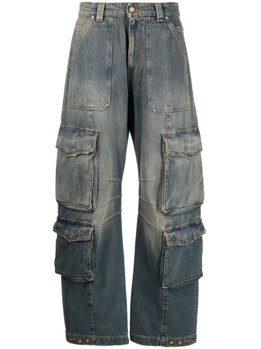 Blue Distressed Cargo Jeans