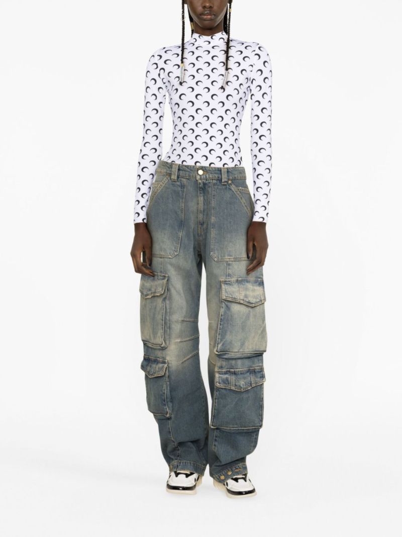 Blue Distressed Cargo Jeans