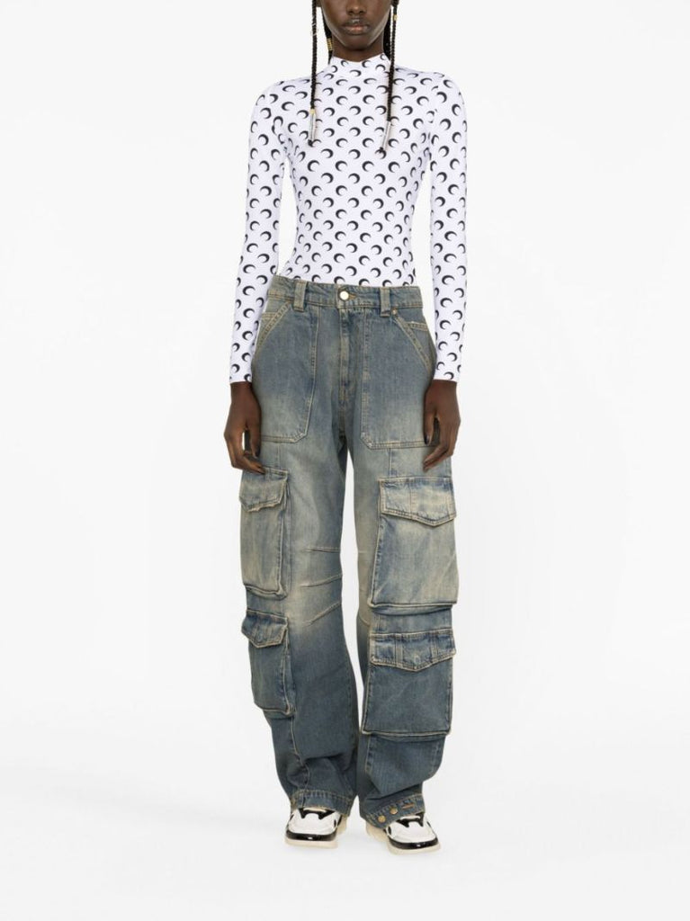 Blue Distressed Cargo Jeans
