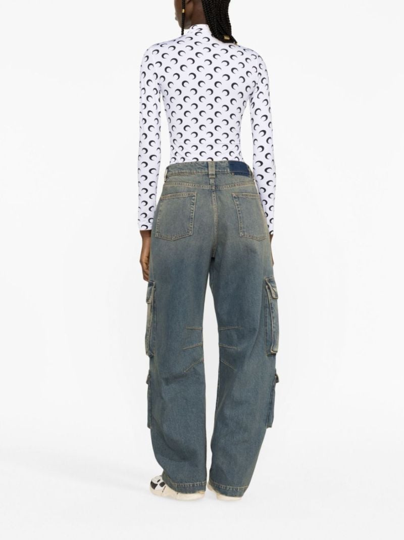 Blue Distressed Cargo Jeans