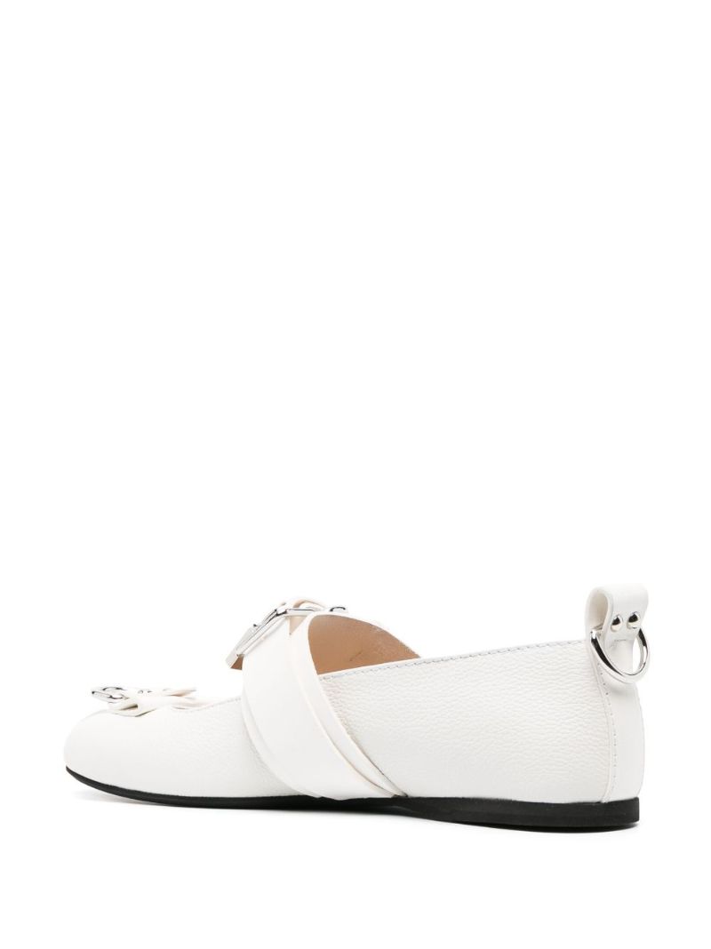White Padlock-detail Ballerina Shoes