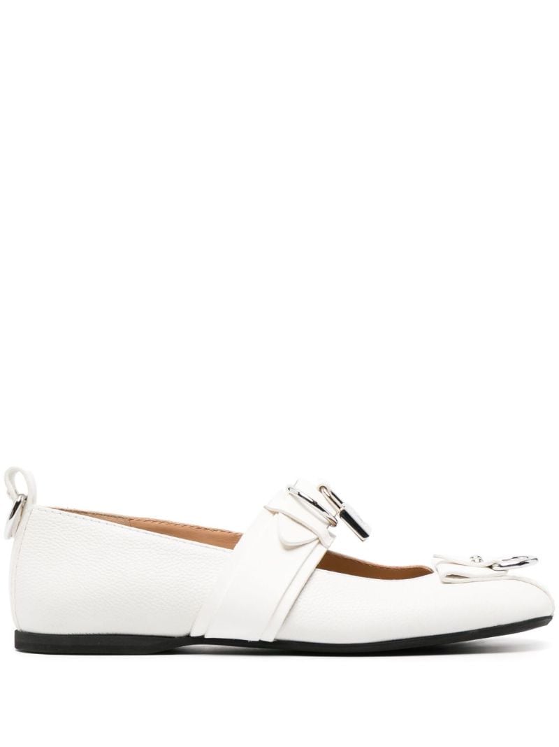 White Padlock-detail Ballerina Shoes