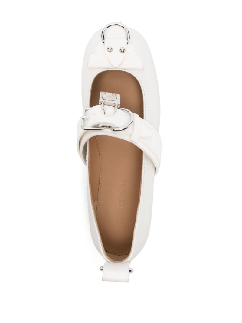 White Padlock-detail Ballerina Shoes