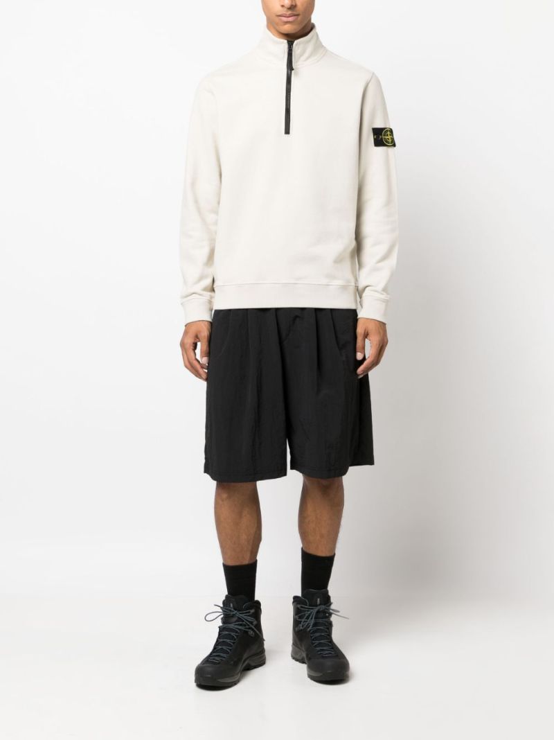 Neutral Half-zip Cotton Sweatshirt