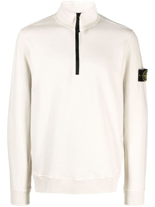 Neutral Half-zip Cotton Sweatshirt