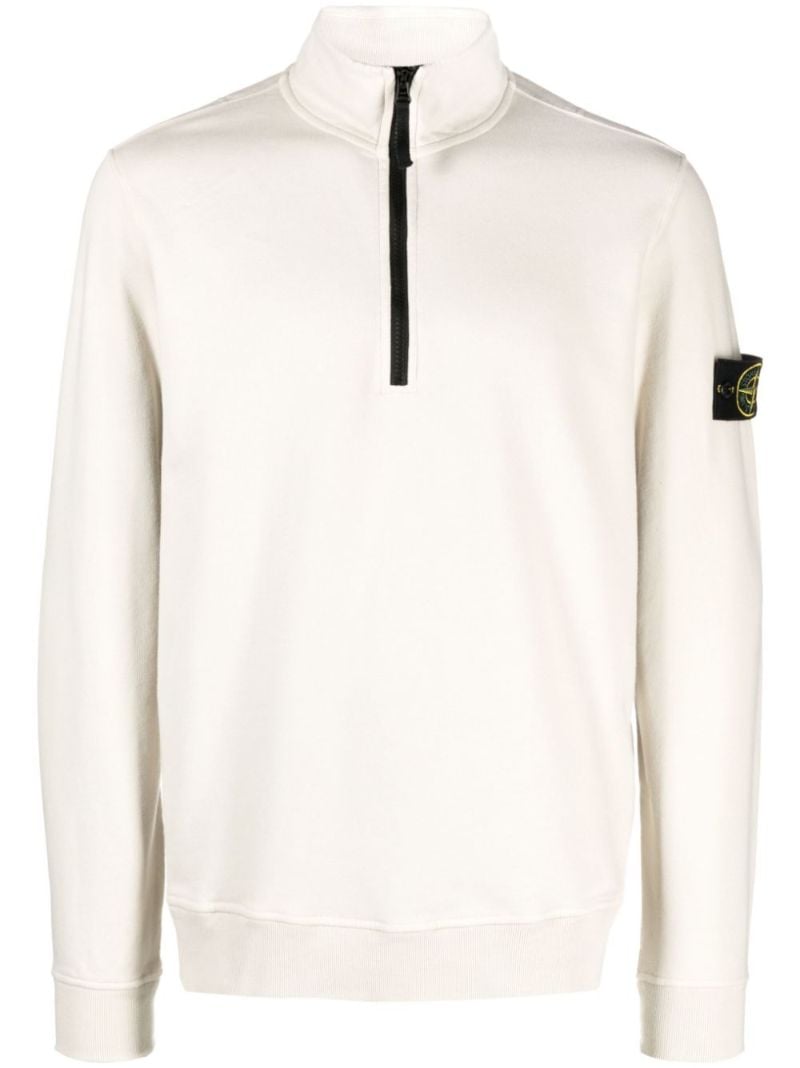 Neutral Half-zip Cotton Sweatshirt