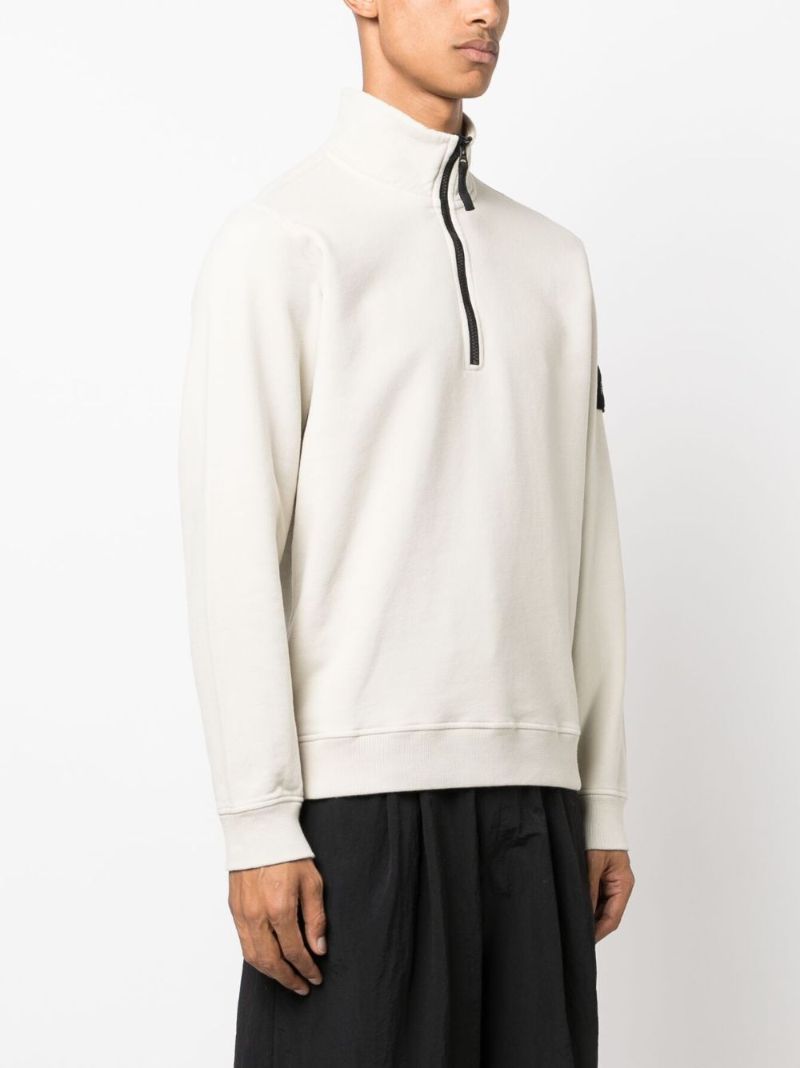 Neutral Half-zip Cotton Sweatshirt