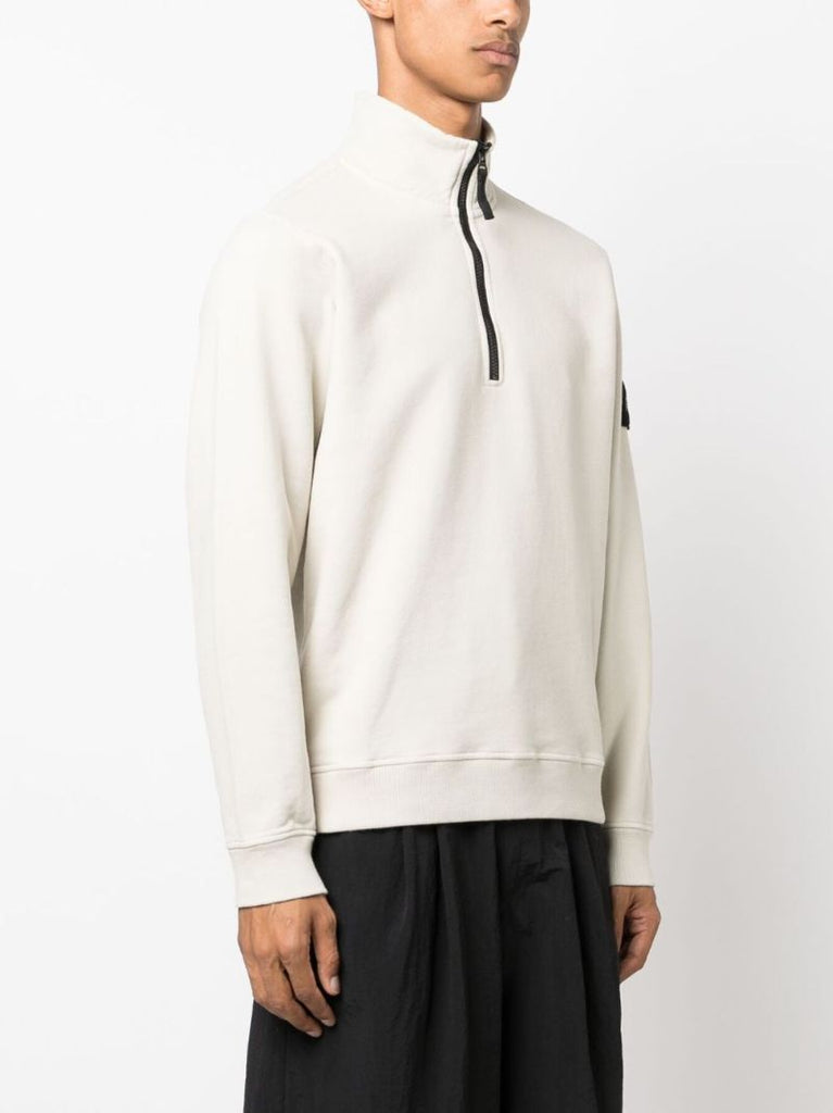Neutral Half-zip Cotton Sweatshirt