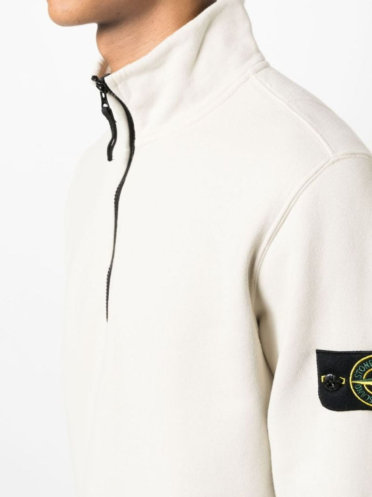 Neutral Half-zip Cotton Sweatshirt