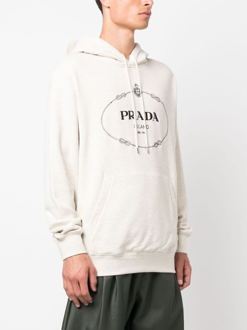 White Logo-print Cotton Hoodie