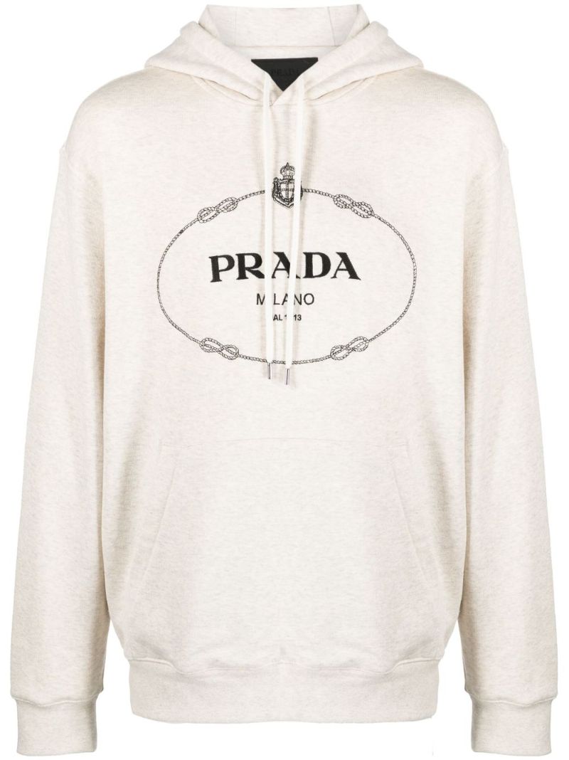 White Logo-print Cotton Hoodie