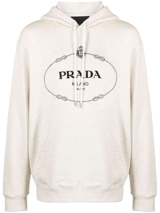 White Logo-print Cotton Hoodie