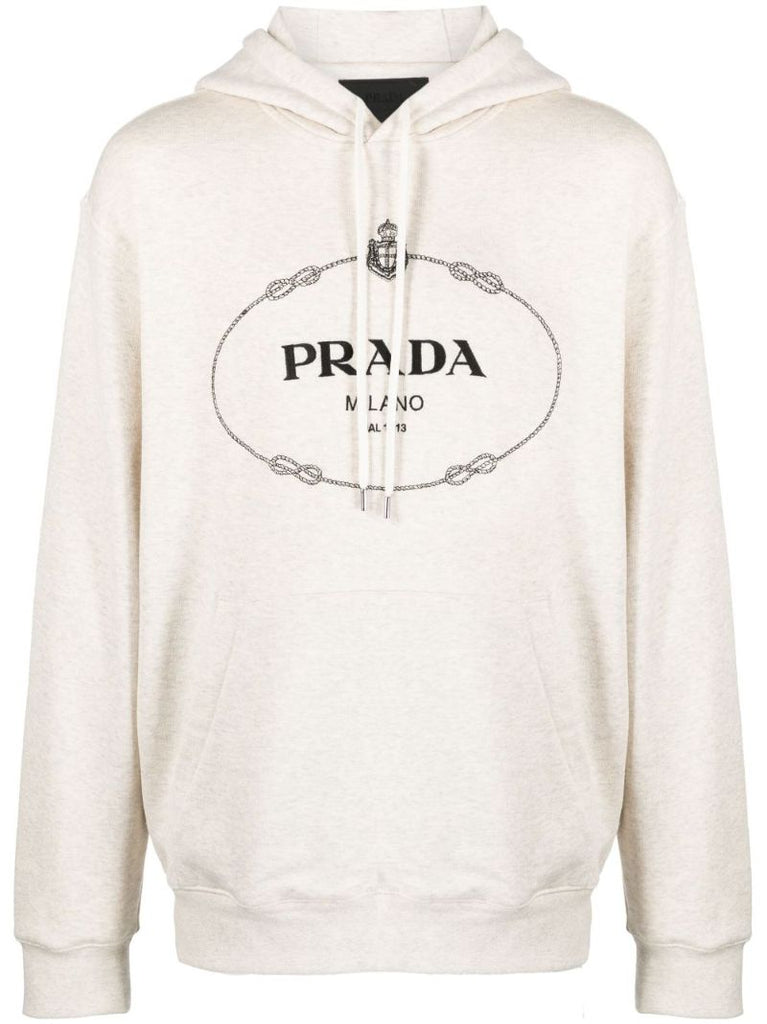 White Logo-print Cotton Hoodie