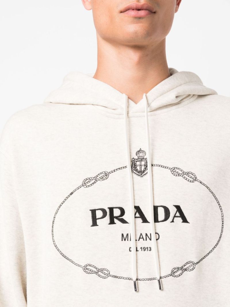 White Logo-print Cotton Hoodie