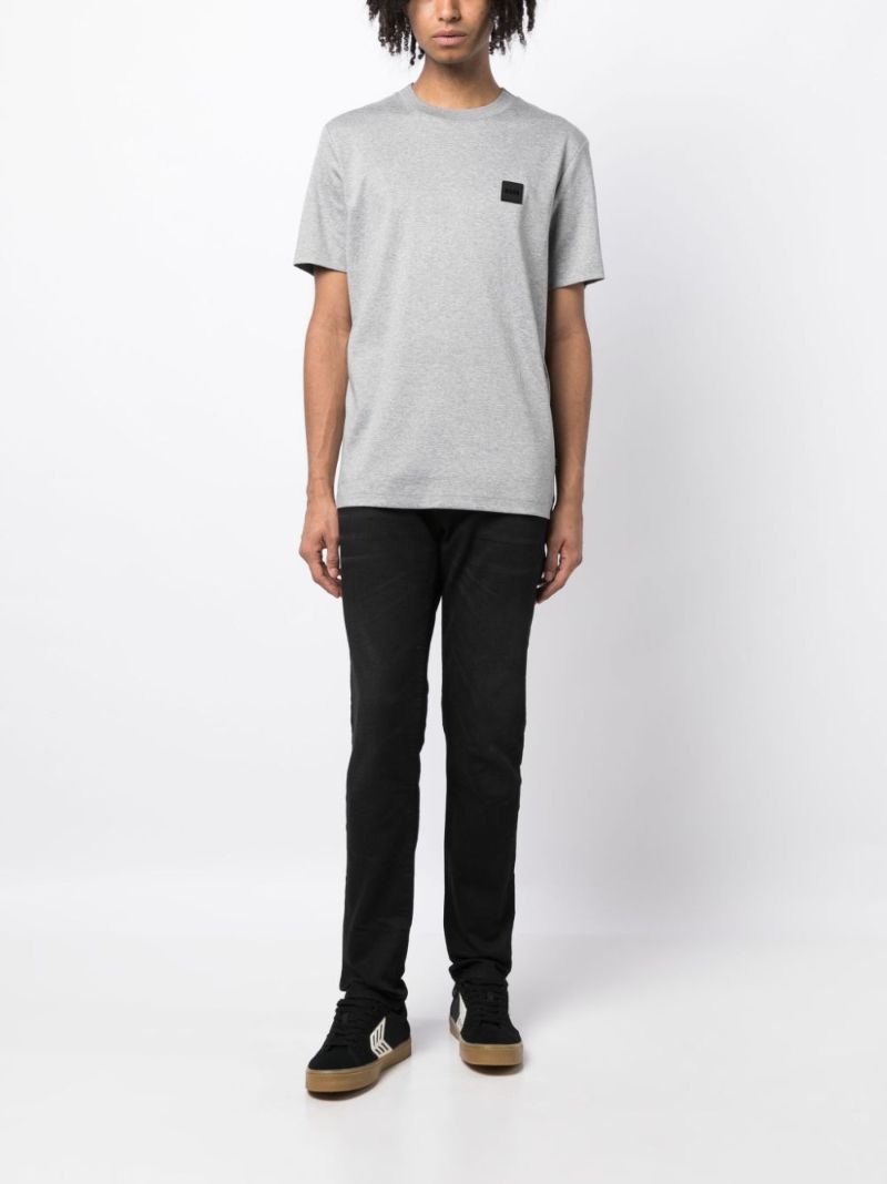 Grey Logo-patch Cotton T-shirt