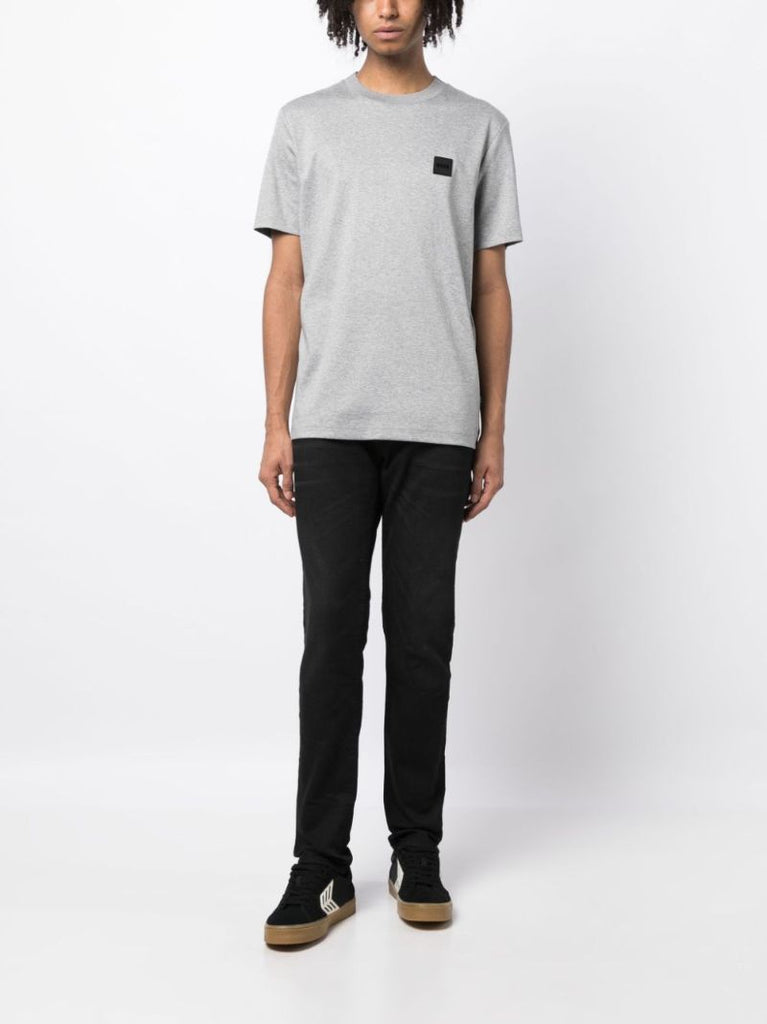 Grey Logo-patch Cotton T-shirt