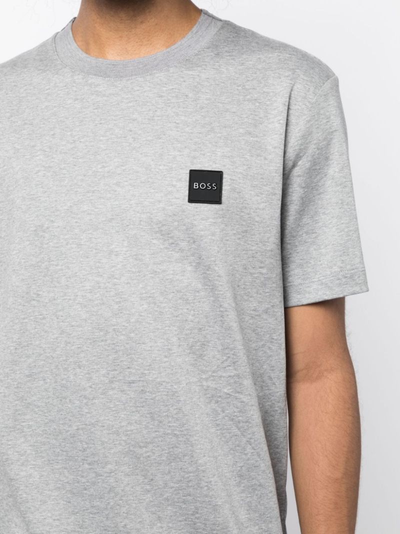 Grey Logo-patch Cotton T-shirt