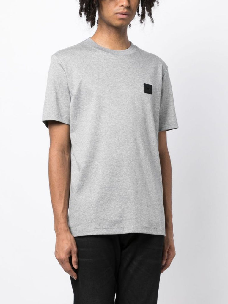 Grey Logo-patch Cotton T-shirt