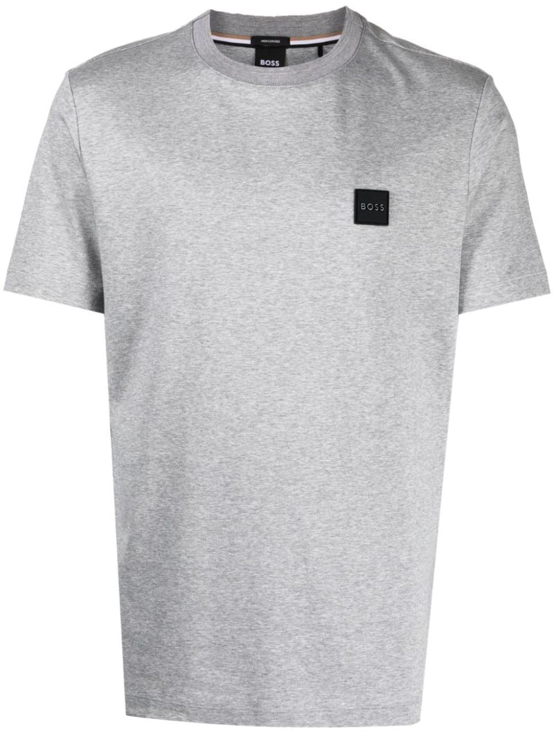 Grey Logo-patch Cotton T-shirt