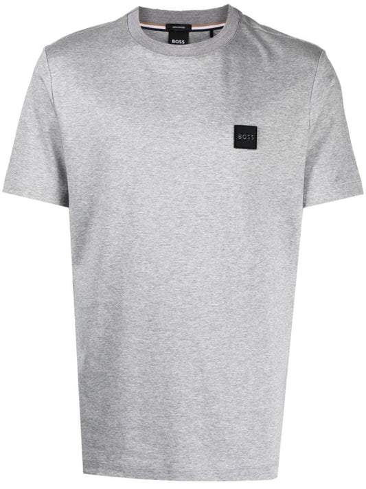 Grey Logo-patch Cotton T-shirt