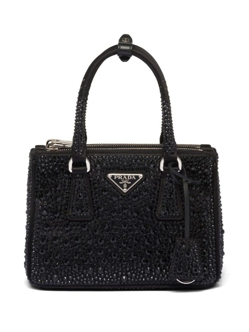 Black Galleria Crystal-embellished Satin Mini Bag