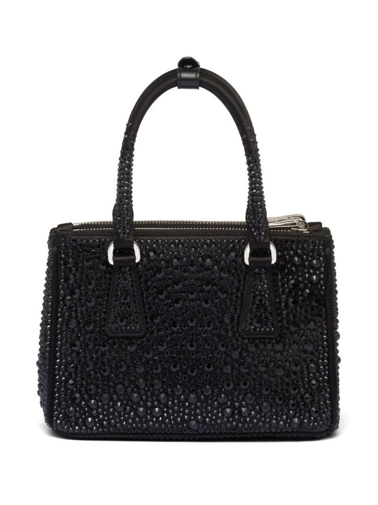 Black Galleria Crystal-embellished Satin Mini Bag
