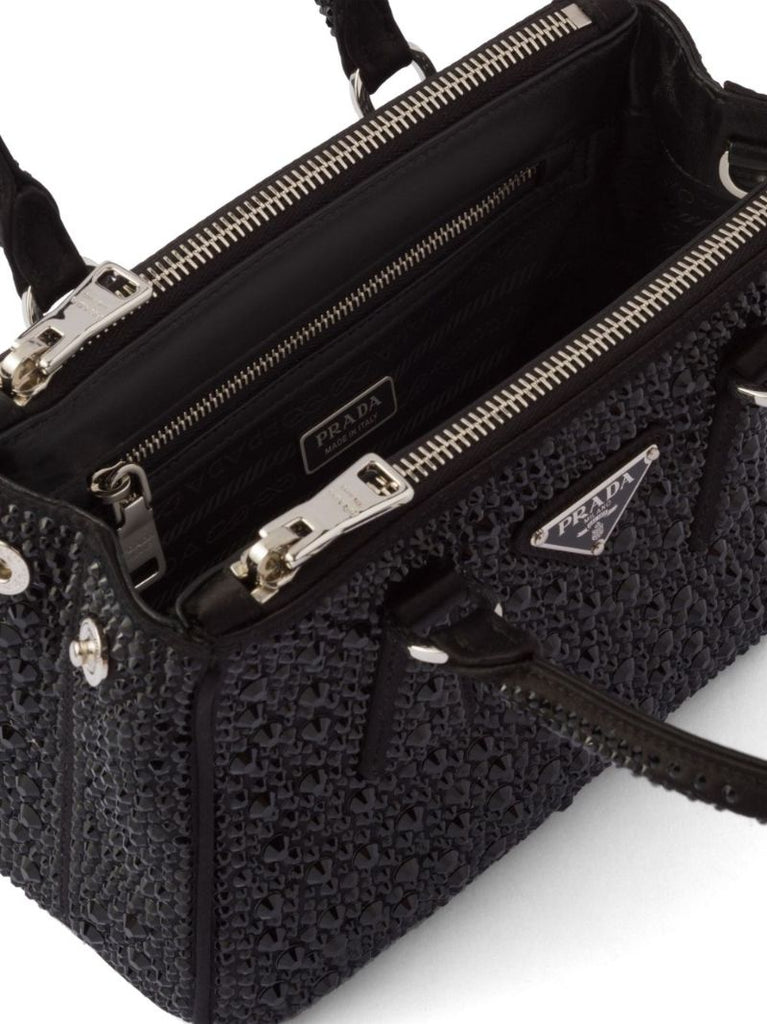 Black Galleria Crystal-embellished Satin Mini Bag
