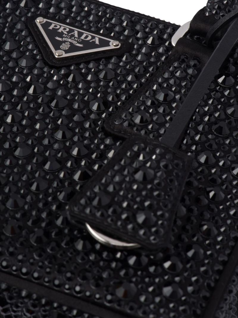 Black Galleria Crystal-embellished Satin Mini Bag